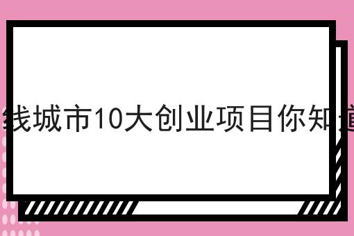 不会做三四线城市10大创业项目你知道吗?怎么办?用这些方法分分钟提高