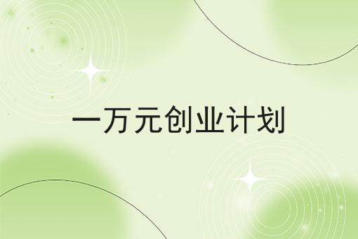一万元创业计划