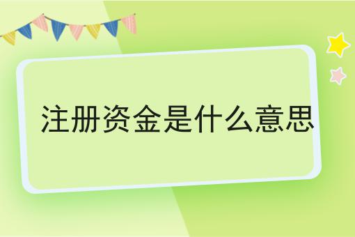注册资金是什么意思