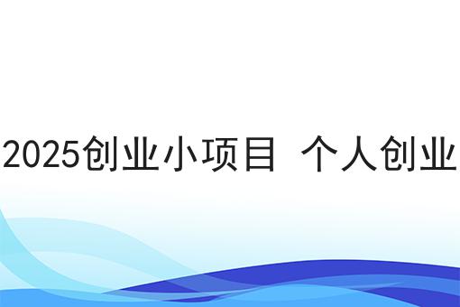 2025创业小项目 个人创业