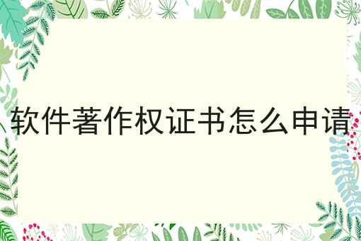 软件著作权证书怎么申请