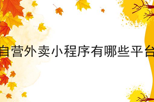 自营外卖小程序有哪些平台