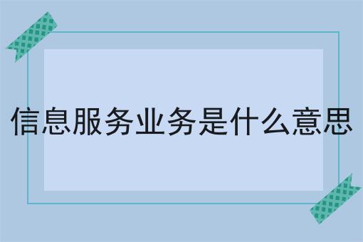 信息服务业务是什么意思