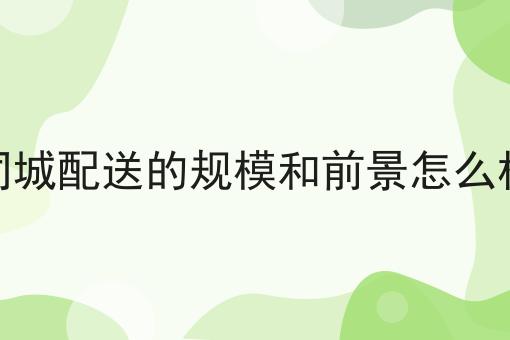 同城配送的规模和前景怎么样？新手不推荐，选它就对了！