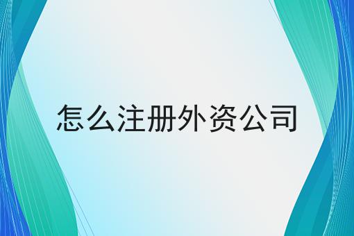 怎么注册外资公司