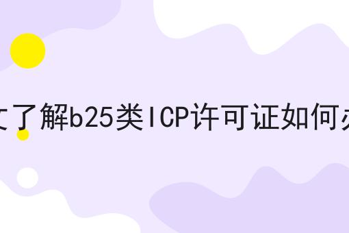 一文了解b25类ICP许可证如何办理