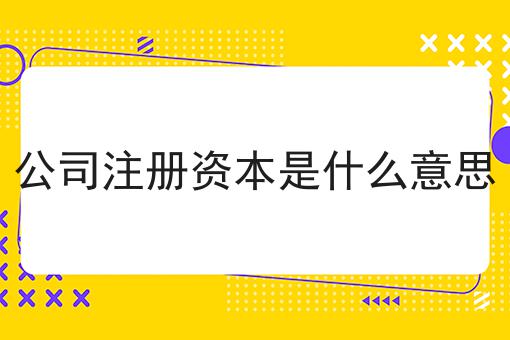 公司注册资本是什么意思