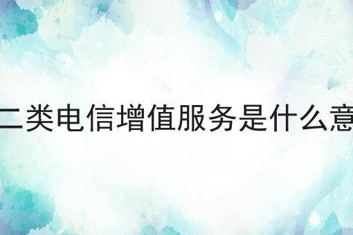 第二类电信增值服务是什么意思