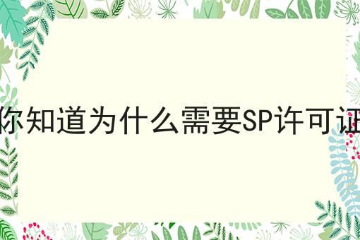 你知道为什么需要SP许可证
